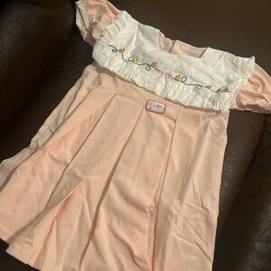 Pink and White Dress with Embroidered Pumpkins
